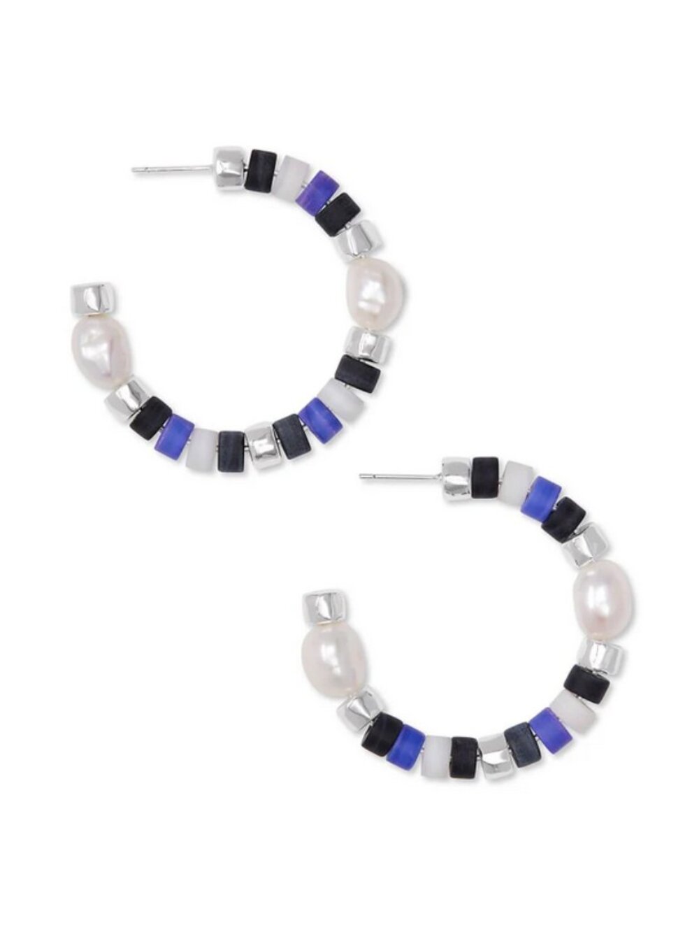 Kendra Scott Rachel Hoop Earrings Silver Black Purple Mix NWT